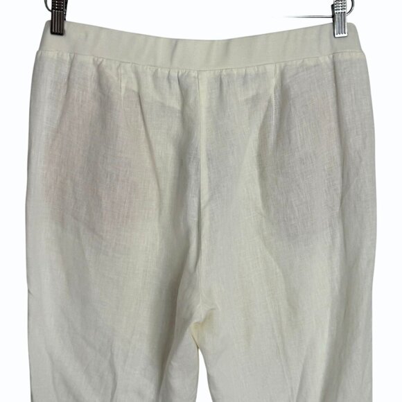 J. Jill Womens Love Linen Pants Size M Off White Ankle Beachy Summer Minimalist - Picture 4 of 11